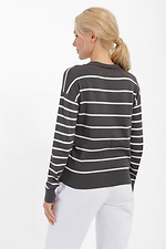 Women's loose gray striped turn-down collar jumper  4038439 photo №3