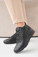 Schwarze Winter-Ledersneaker für Damen  2505440 Foto №1
