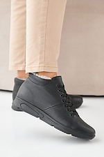 Schwarze Winter-Ledersneaker für Damen  2505440 Foto №2