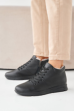 Schwarze Winter-Ledersneaker für Damen  2505440 Foto №3