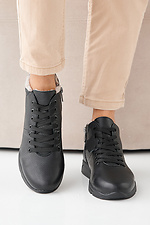 Schwarze Winter-Ledersneaker für Damen  2505440 Foto №4