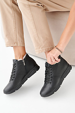 Schwarze Winter-Ledersneaker für Damen  2505440 Foto №7