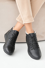 Schwarze Winter-Ledersneaker für Damen  2505440 Foto №8