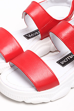 Chunky Platform Velcro Open Leather Sandals  4205440 photo №4