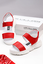 Chunky Platform Velcro Open Leather Sandals  4205440 photo №6