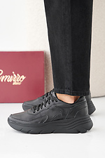 Women's spring-autumn black leather sneakers  2505441 photo №3