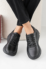Women's spring-autumn black leather sneakers  2505441 photo №5