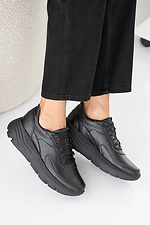 Women's spring-autumn black leather sneakers  2505441 photo №7