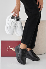 Women's spring-autumn black leather sneakers  2505441 photo №9