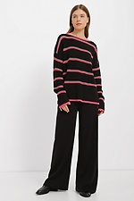 Long knitted jumper in black with stripes  4038441 photo №1