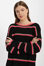 Long knitted jumper in black with stripes  4038441 photo №2