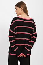 Long knitted jumper in black with stripes  4038441 photo №3