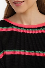 Long knitted jumper in black with stripes  4038441 photo №4