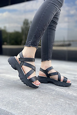 Leather open sandals with buckles and chunky platform  4205441 photo №1