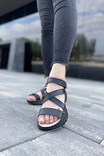 Leather open sandals with buckles and chunky platform  4205441 photo №2