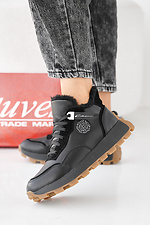 Women's black winter leather sneakers  2505442 photo №1
