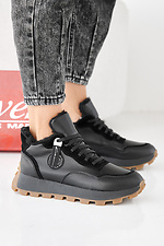 Women's black winter leather sneakers  2505442 photo №3