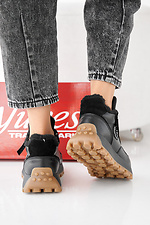 Women's black winter leather sneakers  2505442 photo №4