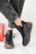 Women's black winter leather sneakers  2505442 photo №6