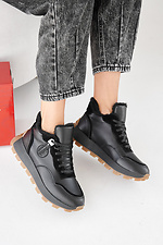 Women's black winter leather sneakers  2505442 photo №7