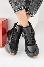 Women's black winter leather sneakers  2505442 photo №8