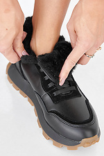Women's black winter leather sneakers  2505442 photo №9