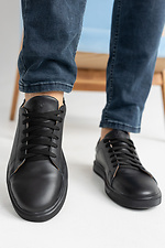 Spring men's sneakers made of black genuine leather  8019442 photo №2