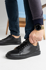 Spring men's sneakers made of black genuine leather  8019442 photo №3