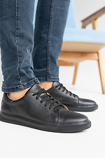 Spring men's sneakers made of black genuine leather  8019442 photo №4