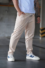 Herren Sporthose Sommerhose aus Baumwolle Regenhose TENCEL Jogger Pants Straight Beige Teamv 8034442 Foto №3