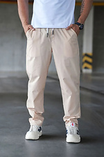 Herren Sporthose Sommerhose aus Baumwolle Regenhose TENCEL Jogger Pants Straight Beige Teamv 8034442 Foto №4