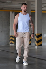 Herren Sporthose Sommerhose aus Baumwolle Regenhose TENCEL Jogger Pants Straight Beige Teamv 8034442 Foto №8