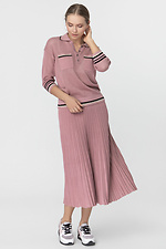 Вязаная юбка плиссе розового цвета  4037443 фото №4