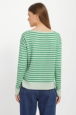 Knitted long jumper in green with stripes  4038443 photo №3