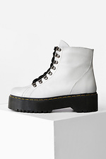 Белые кожаные ботинки весенние на черной платформе  4205443 фото №3