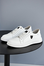 Spring men's sneakers made of white genuine leather  8019443 photo №1