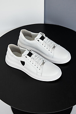Spring men's sneakers made of white genuine leather  8019443 photo №2