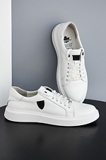 Spring men's sneakers made of white genuine leather  8019443 photo №5