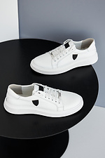 Весняні чоловічі кросівки із натуральної шкіри білого кольору  8019443 фото №6