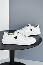 Spring men's sneakers made of white genuine leather  8019443 photo №7