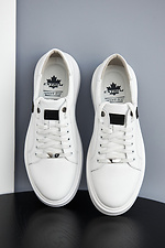 Spring men's sneakers made of white genuine leather  8019443 photo №9