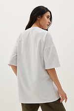 Oversized white cotton T-shirt with patriotic print on the front Garne 9000443 photo №2