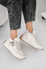 Women's leather winter milk sneakers  2505444 photo №3