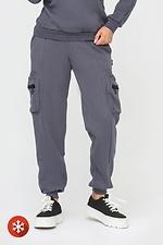 Утепленные штаны с боковыми карманами серого цвета Garne 3041444 фото №1