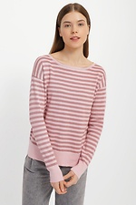 Long oversized jumper in pink with stripes  4038444 photo №1