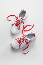 Red and White Leather Platform Sneakers  4205444 photo №4