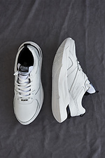 Spring men's sneakers made of white genuine leather  8019444 photo №5
