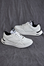 Spring men's sneakers made of white genuine leather  8019444 photo №6
