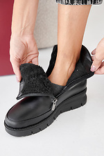 Black winter leather women's boots  2505445 photo №7