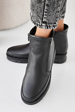 Black winter leather women's boots  2505445 photo №8